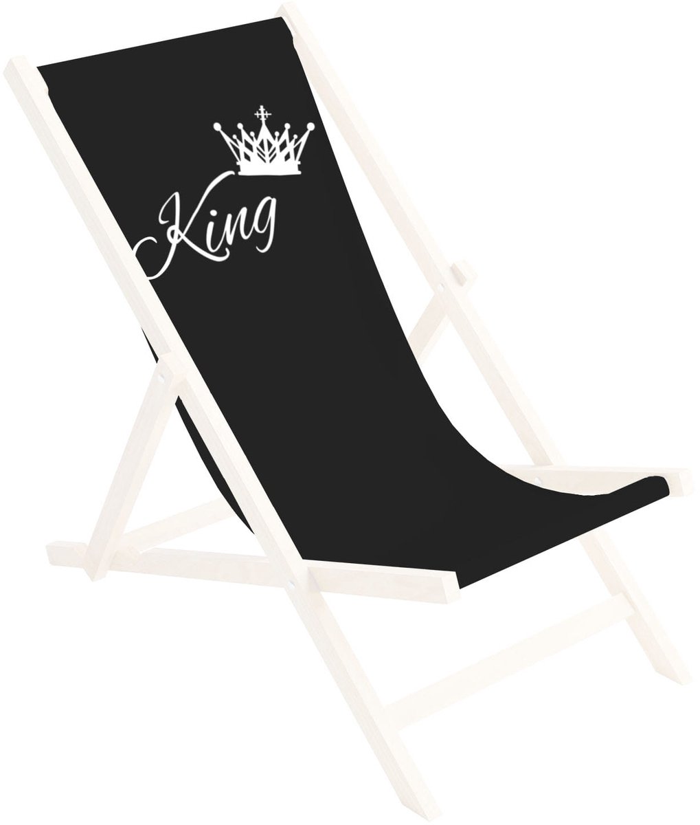 FEROCITY - Vervangbare stoffen hoes voor ligstoel - voor een houten opklapbare ligstoel - Zonder houten stokken - 110 x 45 cm - Polyester - Zwarte Koning