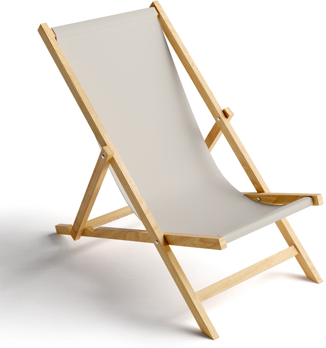 FEROCITY - Opklapbare ligstoel - Houten - strandstoel met afneembare hoes - 120 x 58 x 45 cm - Birke - Grijs