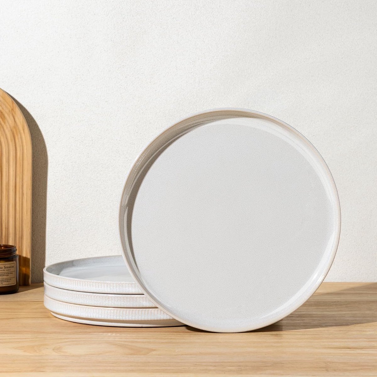 Set van 4 Keramische Ontbijt- en Dessertborden Beige - 16 cm