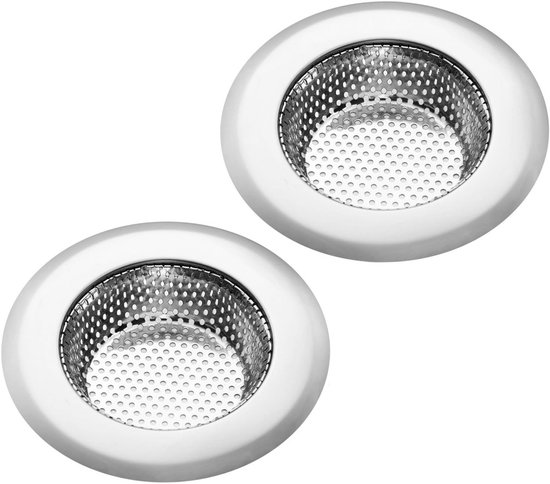 Tamis d'Évier YONO - Tamis d'Évacuation RVS - 70mm - Bouchon de Panier - Piège à Cheveux Douche - 2 Pièces