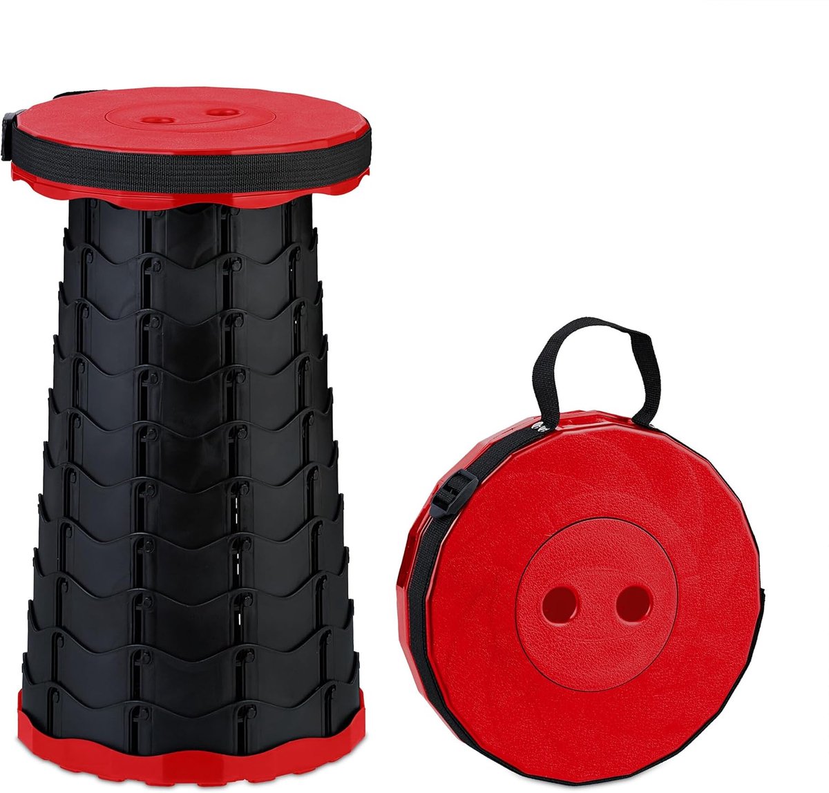 Opvouwbare Kruk - Opvouwbare Stoel - Telescopische Kruk - Inklapbare Kruk - Campingstoel - Visstoel - Kunststof - 44,5 cm Hoog - 100 kg Draagkracht - Rood/Zwart - van Imperatoris