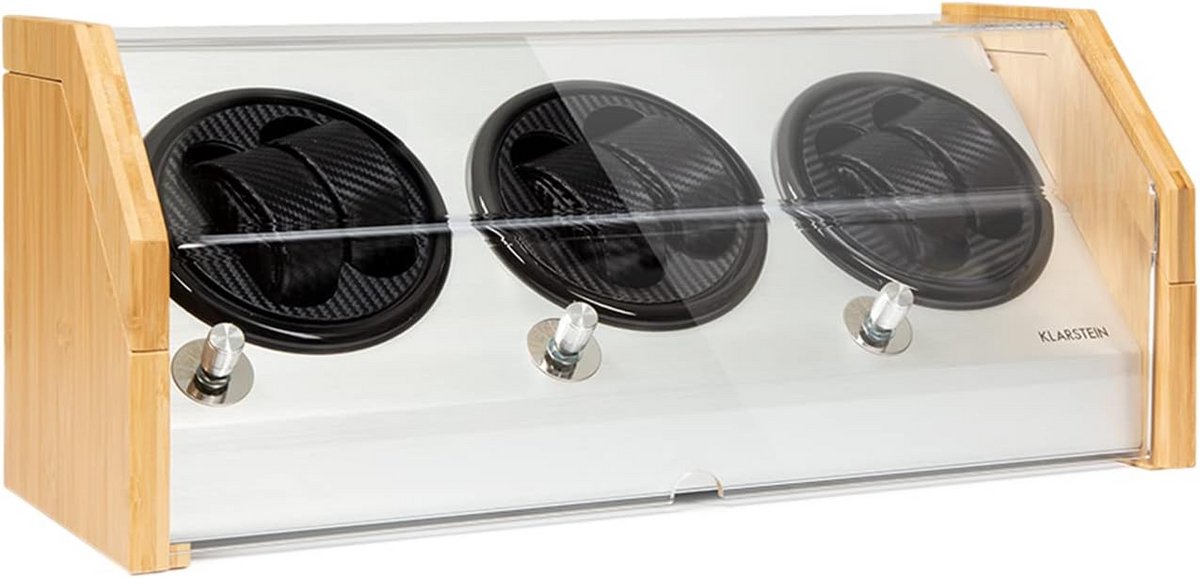 Luxe Horloge Oplader voor 6 Automatische Horloges met Stille Motor en Bamboe Behuizing