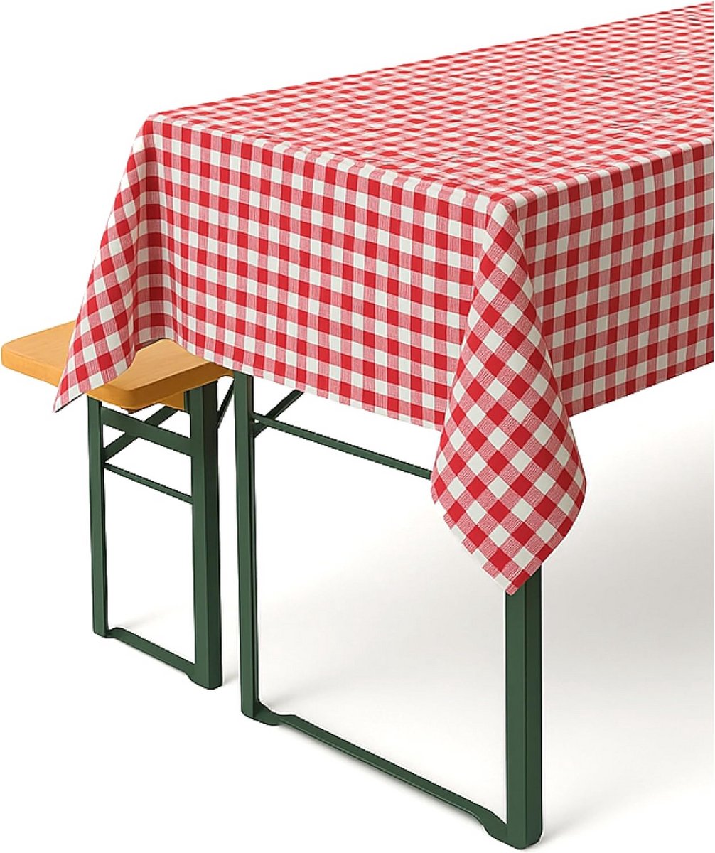 Landelijke Tafelloper Rood-Wit Geruit 100% Katoen 30x180 cm
