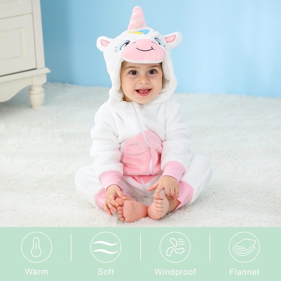 Warme Gevoerde Baby Jumpsuit met Capuchon voor Jongens en Meisjes van Merkloos — afbeelding 3
