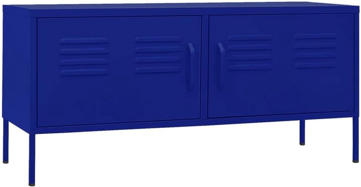 TV Meubel met 2 Deuren en Opbergruimte - Blauw Staal