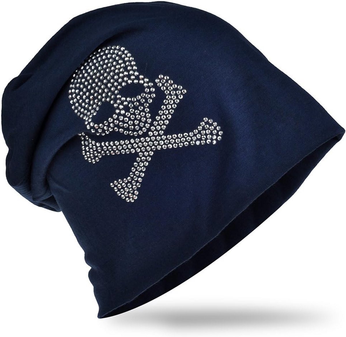 Slouch Beanie Dunne Lange Muts Unisex met Strass Detail