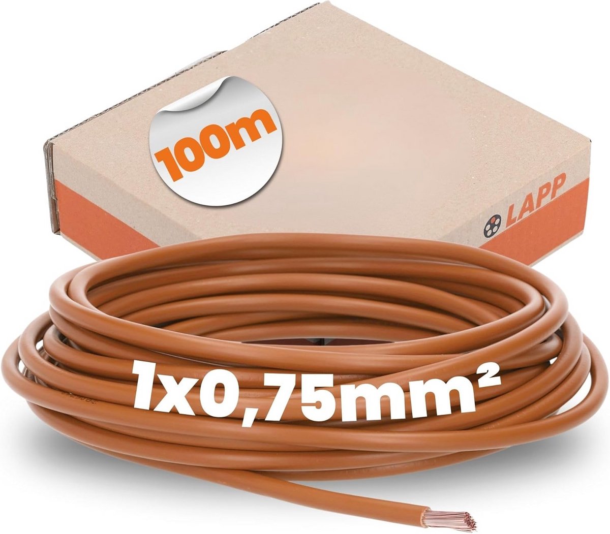 Bruine Installatiedraad H05V-K 1 x 0.75 mm² - 100 Meter