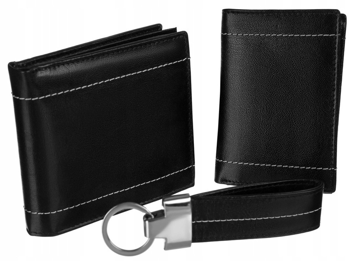 4U Cavaldi UNIW - Cadeauset - Leren Portemonnee - Kaartetui - Sleutelhanger
