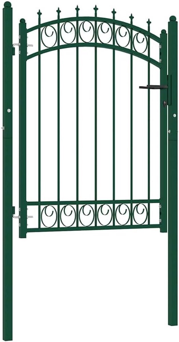 Stevige Tuinpoort met Speerpunten 100x125 cm Groen Staal