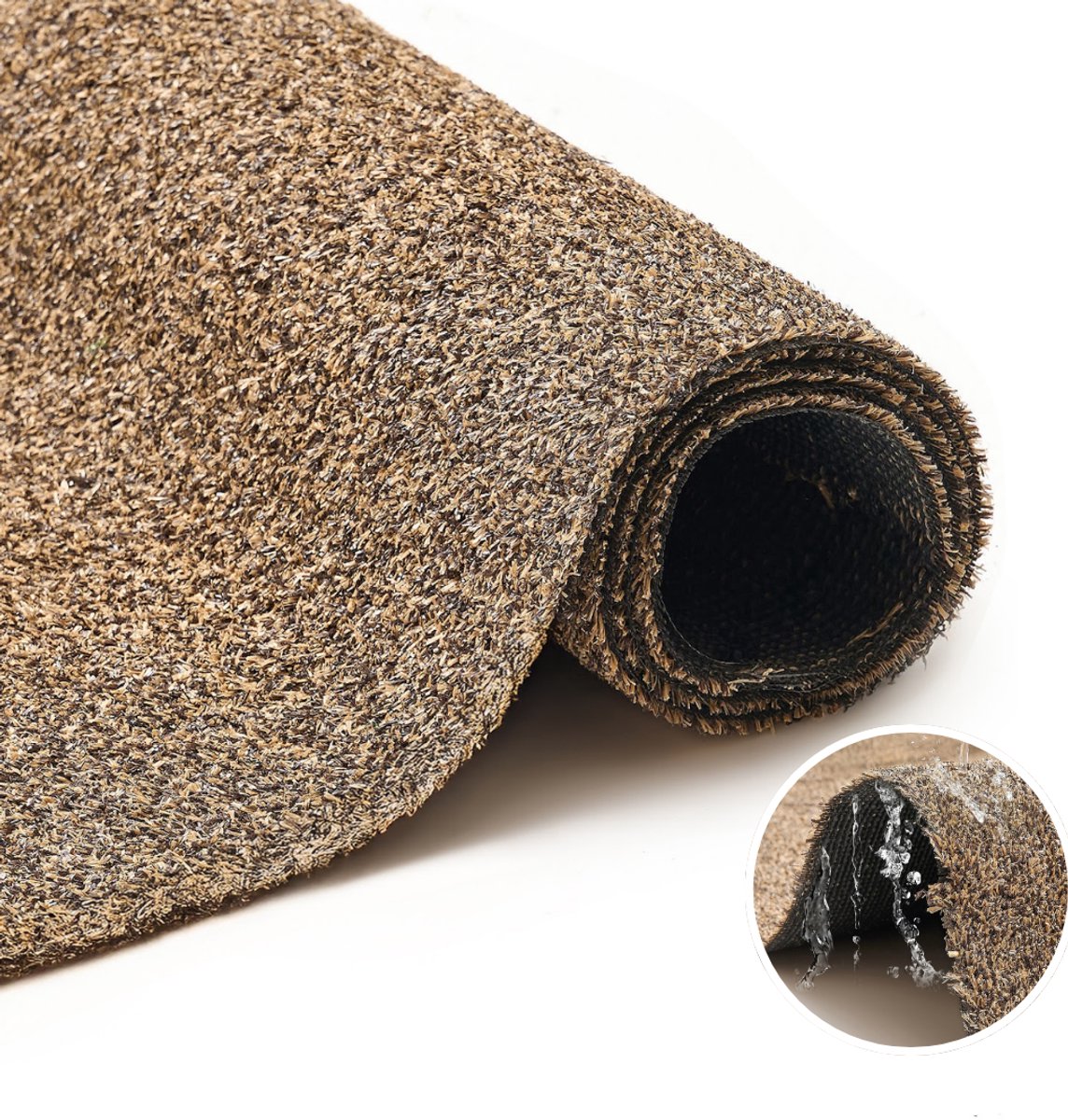 Tapiso Kunstgras Canyoo Bruin 7 mm Modern Grastapijt voor Balkon Tuin Terras UV-bestendig & Waterdoorlatend Maat- 200x900