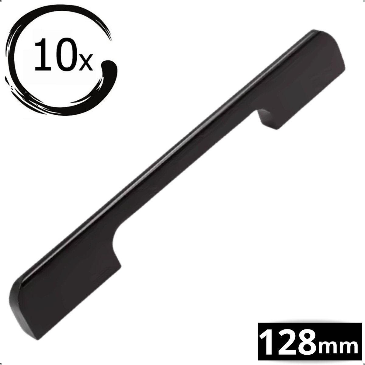 10X Handgrepen Zwart Aluminium - Boormaat 128/160mm - Greepjes - Handgreep - Handgrepen keukenkastjes - Handvatten - Meubelgreep zwart - Handgrepen voor deurtjes