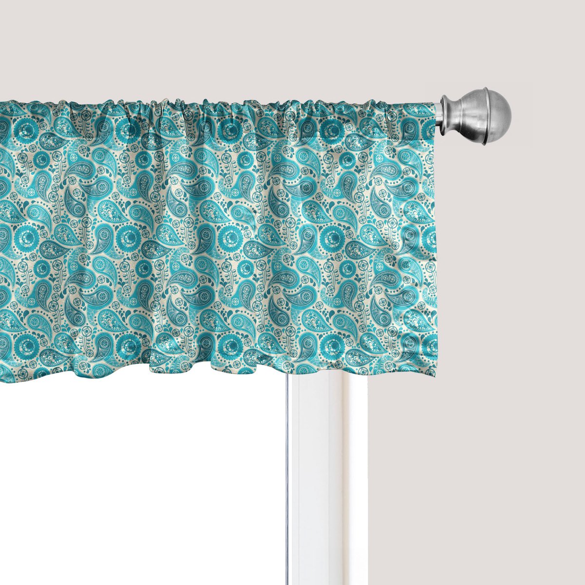 ABAKUHAUS Turquoise raamvalletje, gordijnvalletje voor keuken en slaapkamer met tunnelzoom, 137 cm x 30 cm, aquagroen