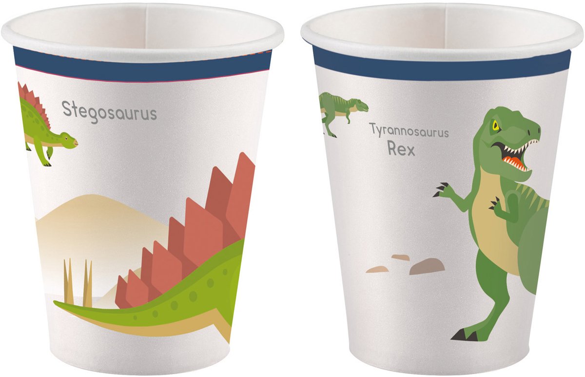Amscan Bekers Dinosaurus Jongens 250 Ml Papier 8 Stuks