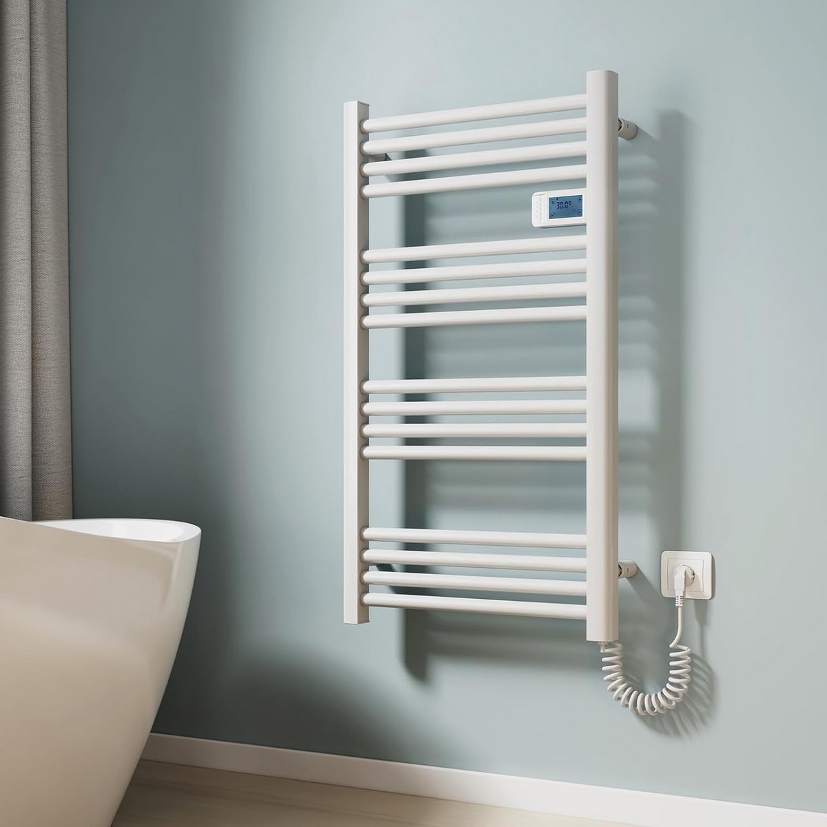 Elektrische Badkamerradiator Handdoekdroger Wit 960x540mm 500W met Thermostaat