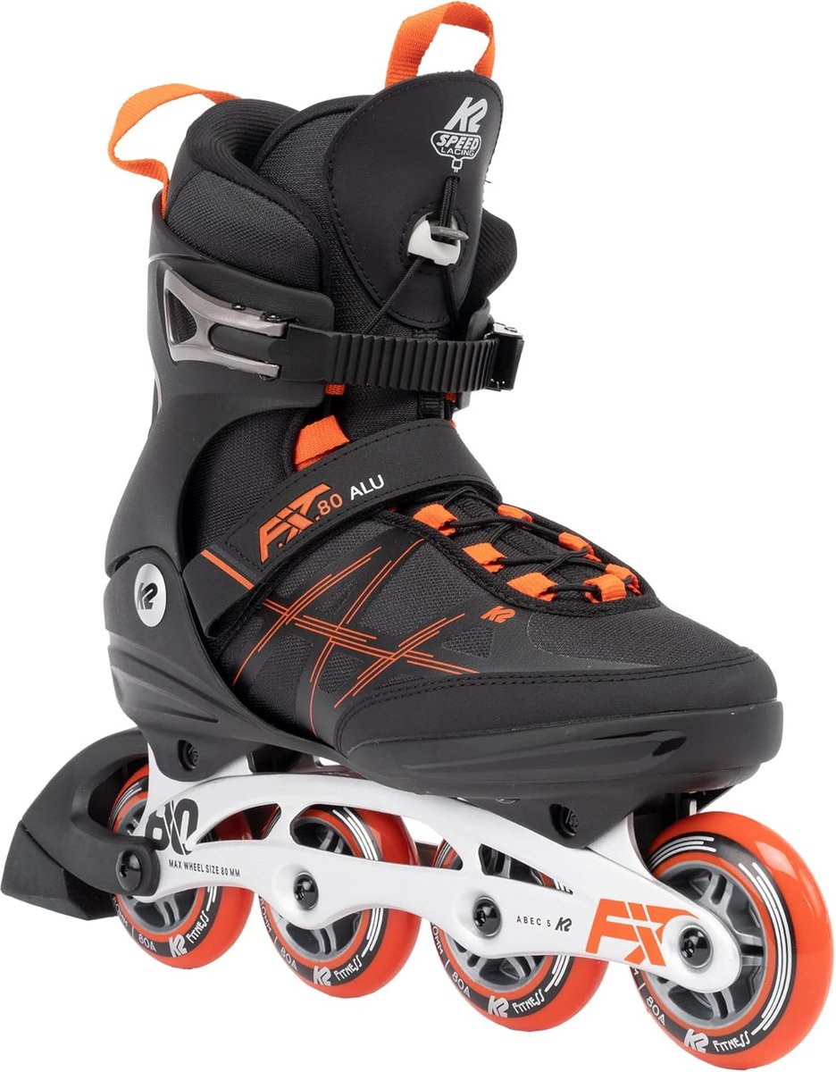 Inline Skates Heren Fitness ALU Skate Zwart Rood voor Beginners