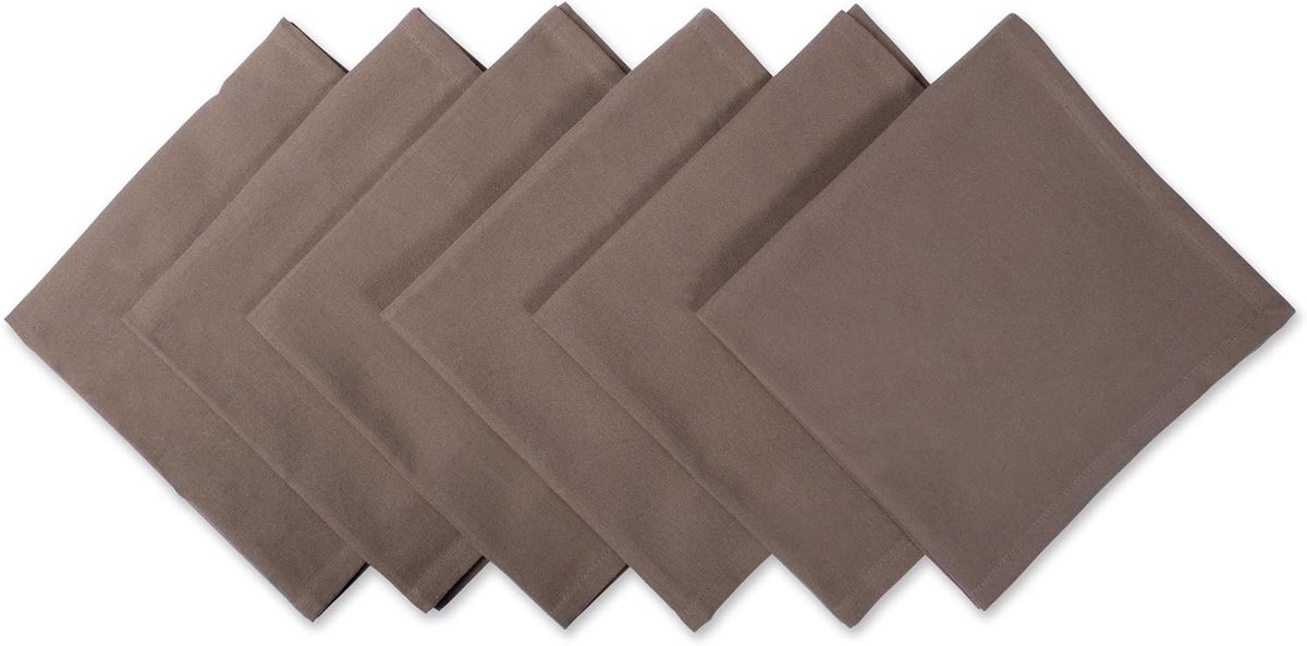 Set van 6 Luxe Katoenen Servetten 50x50 cm - Bruin Tafellinnen