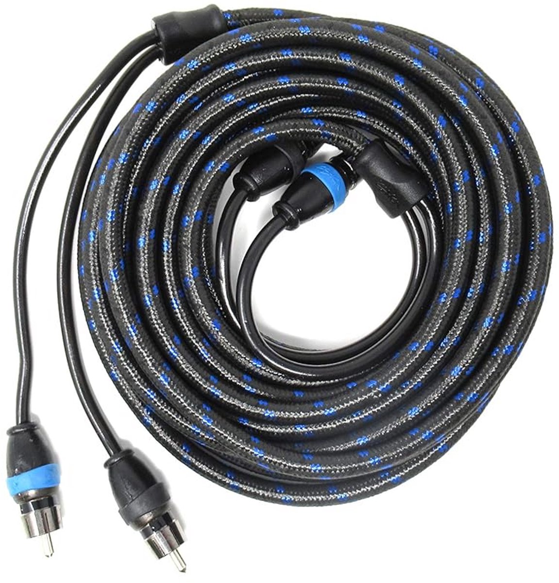 2 Kanaals Interconnect RCA Kabel 1 Meter - Dubbel Gevlochten Nylon Omhulsel