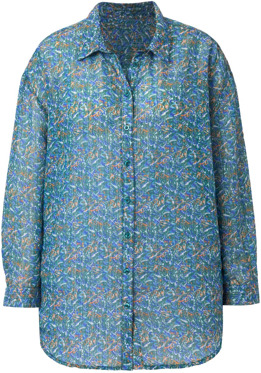 Studio Untold - Dames - Blouse oversized model patroon met glitterdraden - Matgroen - Maat 50+