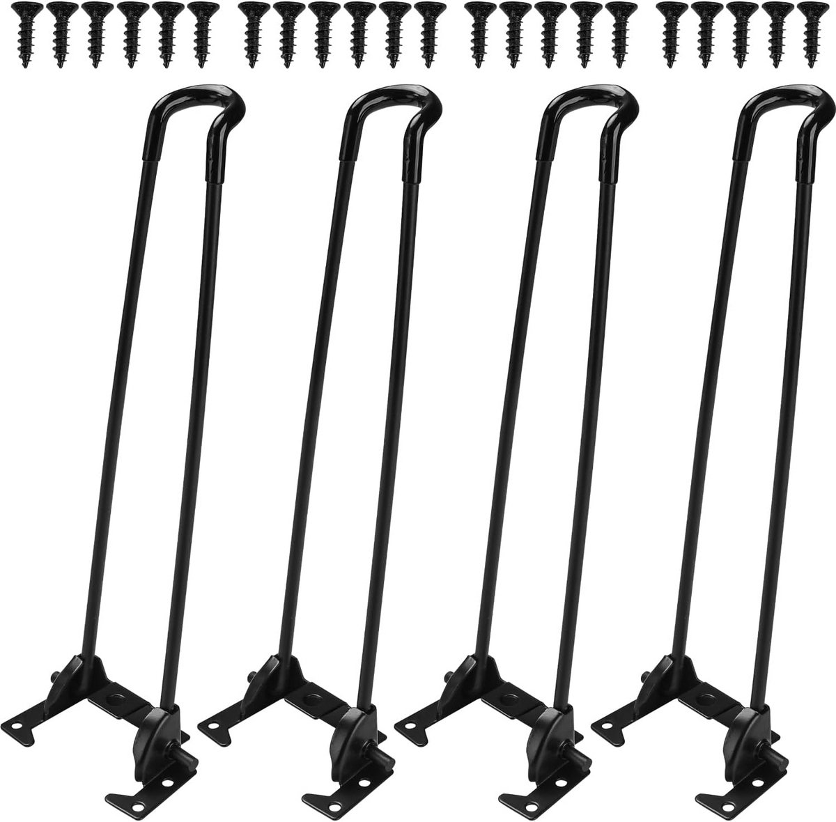 Set van 4 Opvouwbare Metalen Tafelpoten 30 cm Zwart voor Salontafel of Bureau