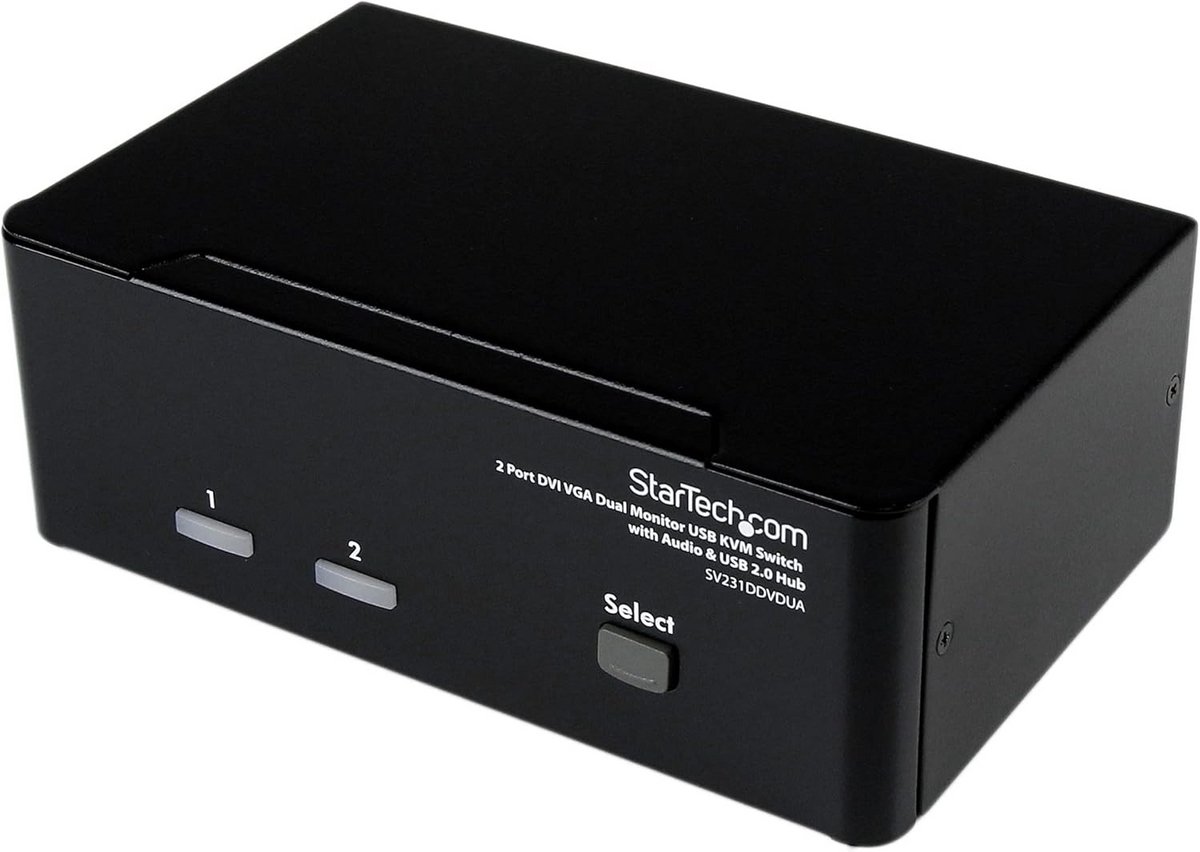 2-Poorts KVM Switch met Dubbel Beeldscherm Ondersteuning DVI VGA en USB Hub