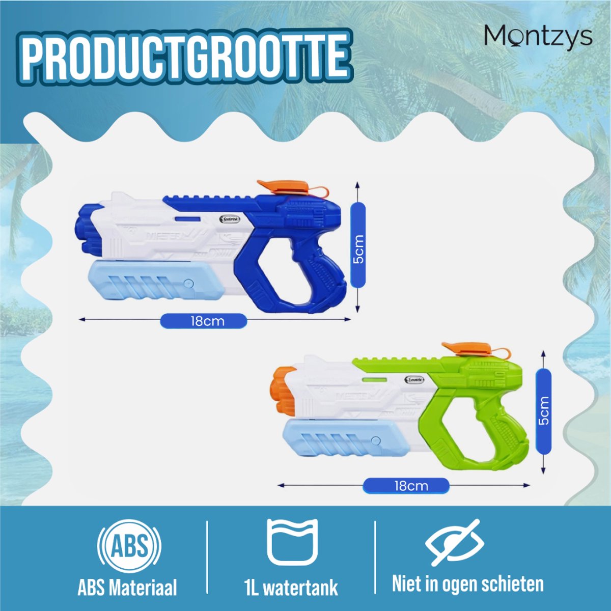 Montzys® Waterpistool Set - 2 Stuks - Water Pistool - Waterspeelgoed & Buitenspeelgoed - Geschikt voor Super Soaker - Speelgoed Kinderen — afbeelding 6