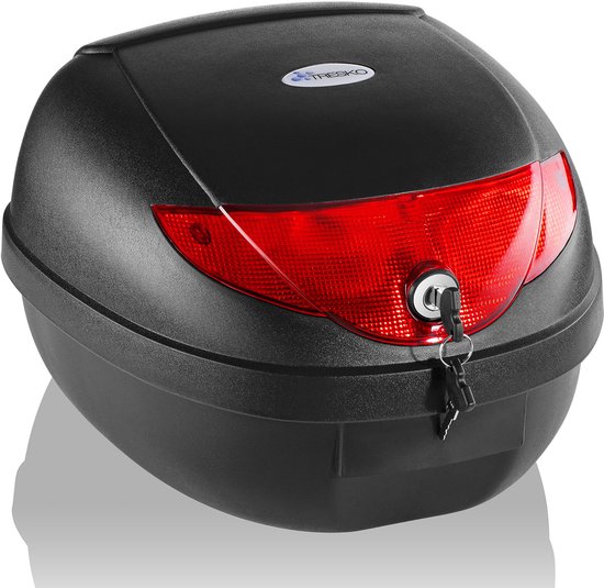 TRESKO® motorkoffer/helmkoffer, 24 liter inhoud, topcase universeel, voor scooters, motoren, bromfietsen en quads
