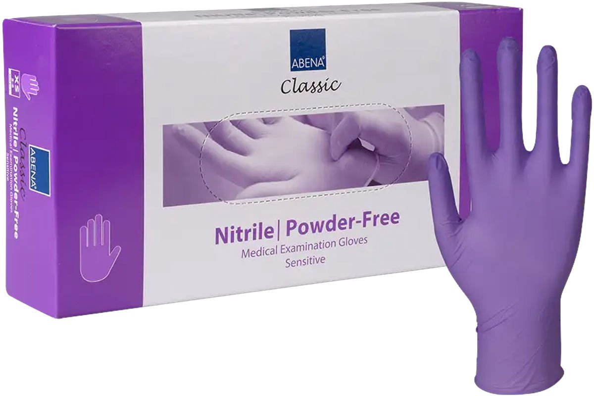 Abena - Handschoenen Nitril Poedervrij Paars 100 stuks - S