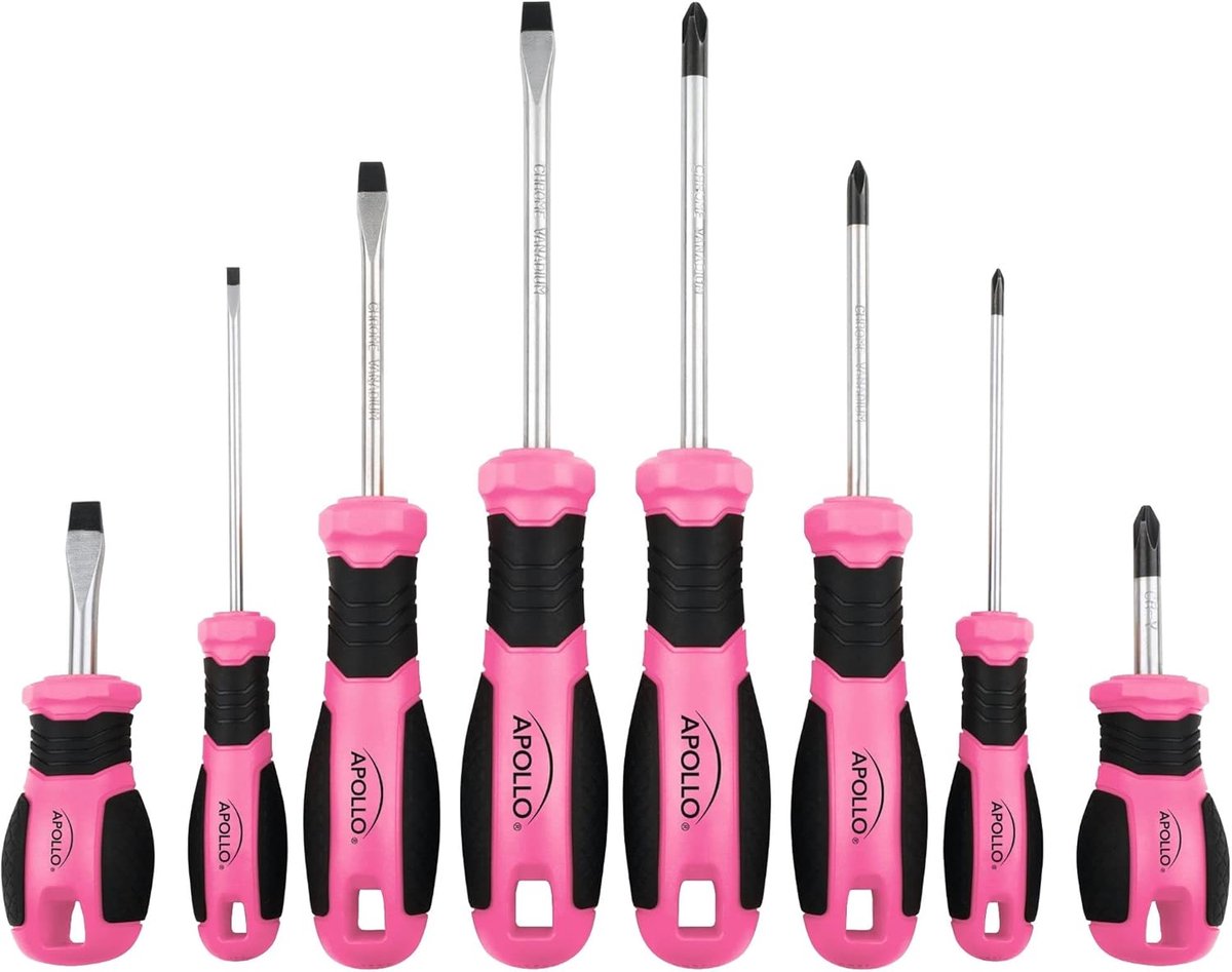 Roze 8-delige essentiële schroevendraaierset