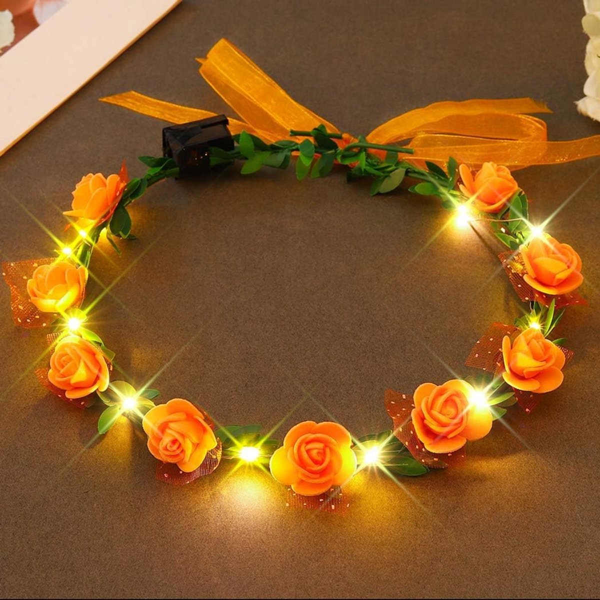 Lichtgevende Bloem Kroon Hoofdband LED Bloemen Haaraccessoire voor Feest en Bruiloft