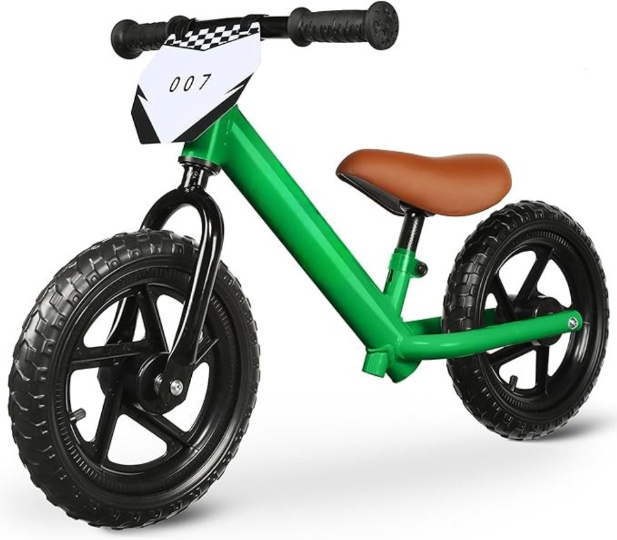 Verte Loopfiets 1 Jaar - Loopfiets voor Peuters van 2 Jaar - Leeftijd 18 Maanden tot 5 Jaar - 12 Inch Loopfiets met Individuele Plaat - Inclusief 3 Sets Stickers - Cadeau voor Jongens en Meisjes van 2-3 Jaar - Groen