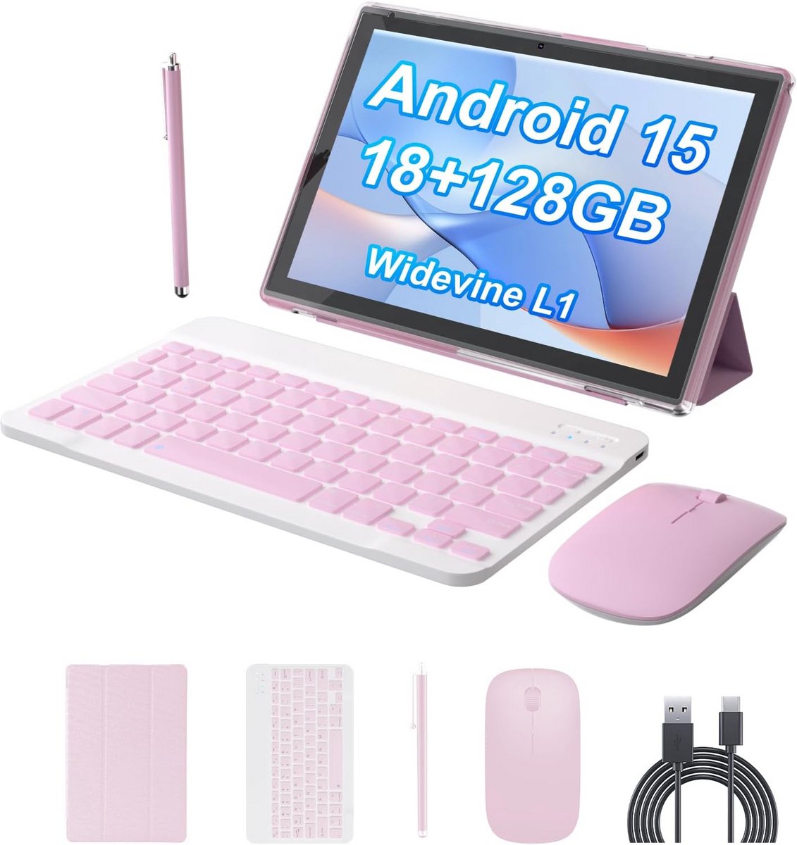 Android Tablet - 10 inch tabblad - Productief werken - Uitbreidbaar geheugen - 1280x800 IPS - roze