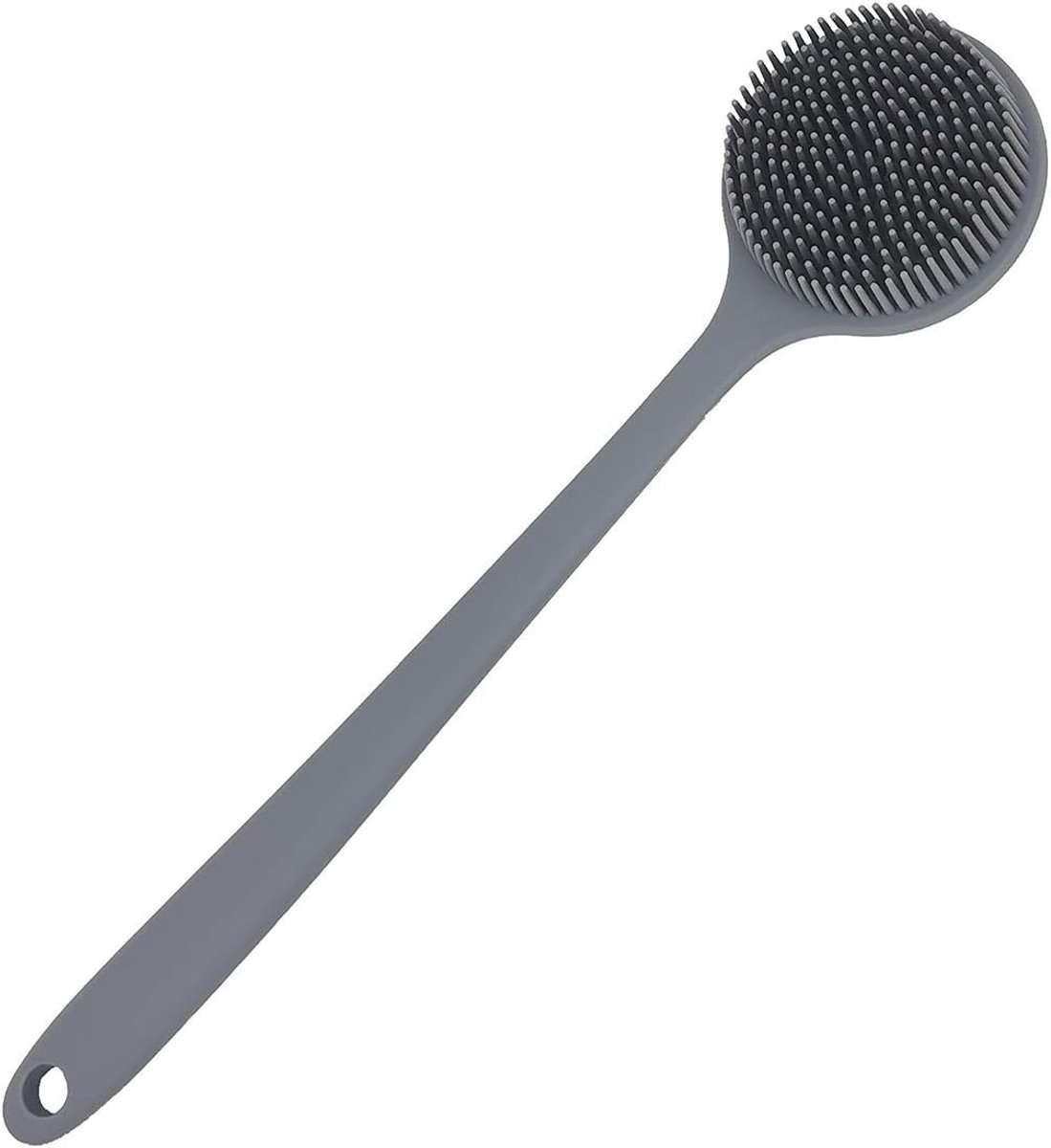 Lange Silicone Doucheborstel voor Rug - Zachte Lichaamsborstel voor Bad en Douche (Grijs)