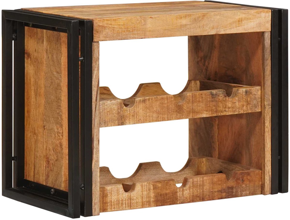 vidaXL - Wijnrek - Bruin - 60 - x - 45 - x - 33 - cm - Massief - Ruw - Mango - Hout