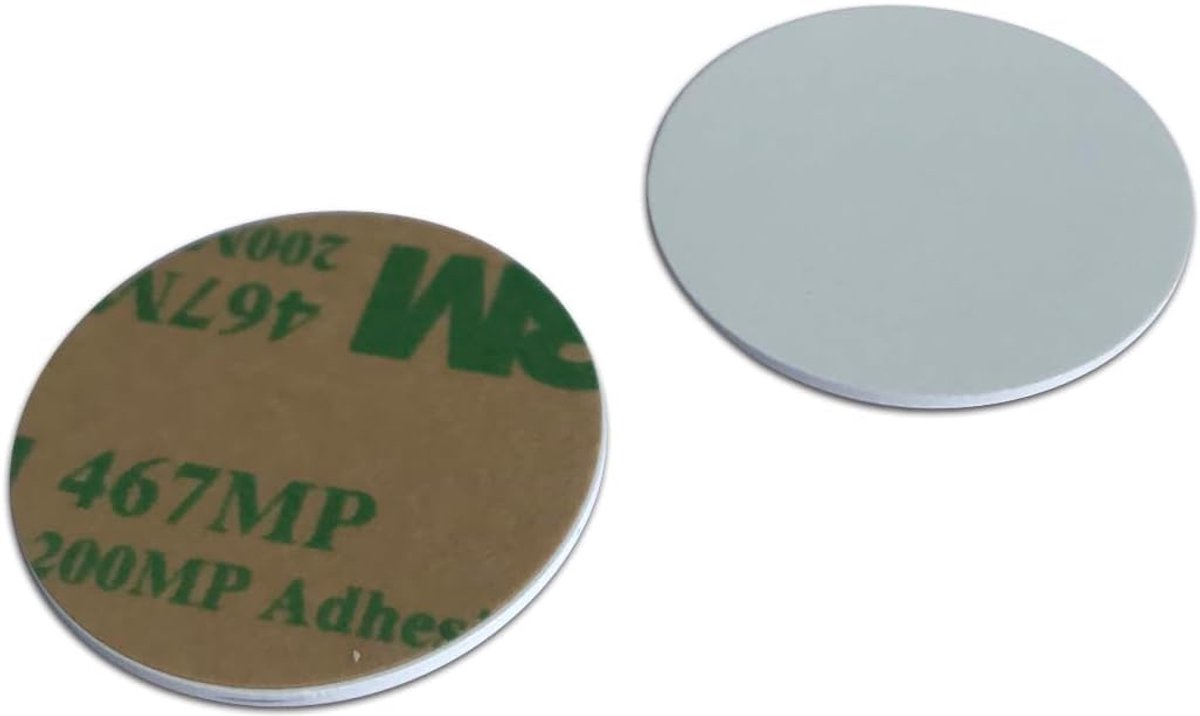 RFID Stickers - Zelfklevende Tags - Toegangscontrole - 1K Chip Geheugen - 25mm Diameter - Zilver