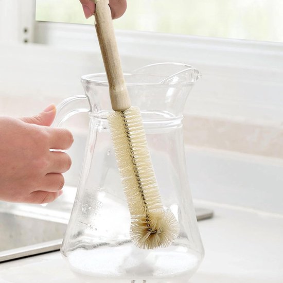 Flessenborstel - Babyfles afwasborstel - Drinkflesborstell - Hout - Schoonmaakborstel-Lange Fles Borstel - Fles afwasborstel - Flessenreiniger - Flessenrager, Afwasborstel Drinkfles en Glazenborstel - 30cm van Merkloos — afbeelding 3