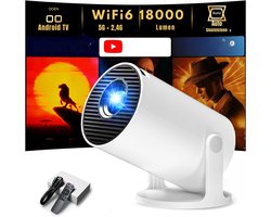 DYNA® Draagbare beamer - Beamer - Projector - Mini Beamer - Wit- 14cm x 7cm x 9cm