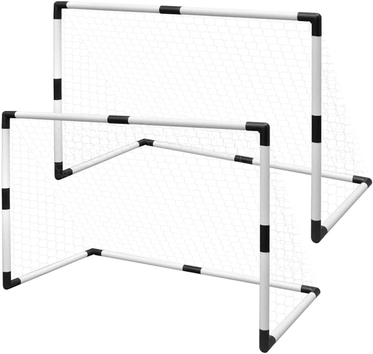 Voetbaldoeltjes Set - Mini Goals - Kinderen Voetbal - Weerbestendig Materiaal - 915x48x61 cm - Wit Zwart