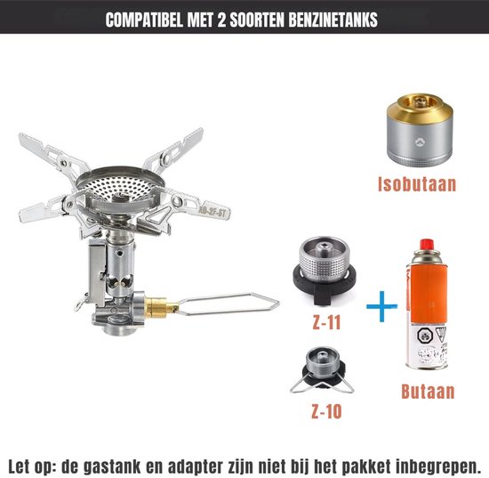 DnA® Camping Gasstel - Gasstel - Kooktoestel Camping - Kookstel Gas Camping - Zilver - 9cm x 9cm x 9cm van Merkloos — afbeelding 3