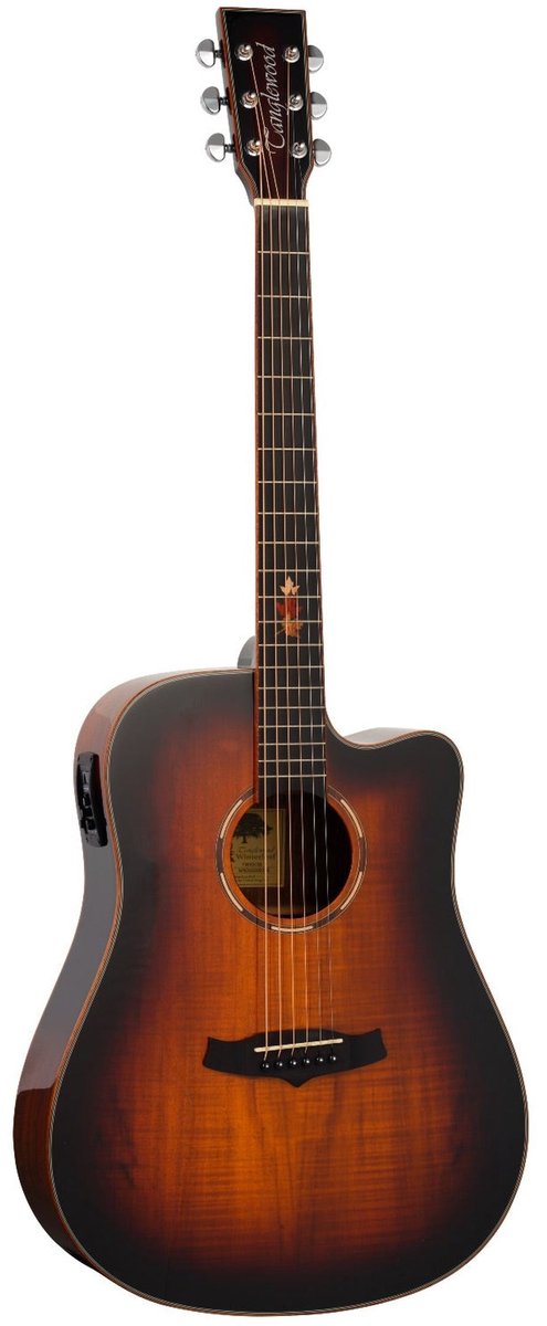 Tanglewood Winterleaf Exotic 5 CE Koa Dreadnought Cutaway Elektro-Akoestische Gitaar Solid Mahogany Koa Autumn Burst Gloss