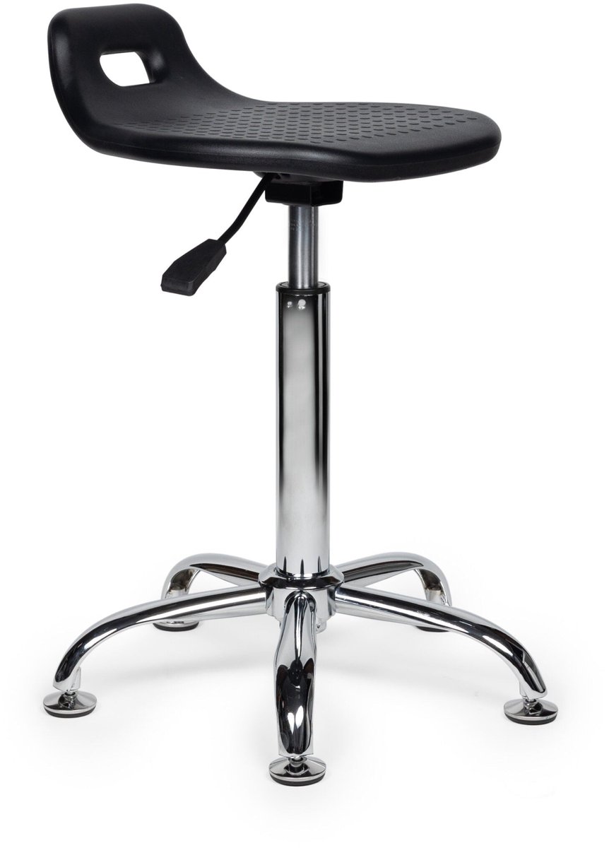 Ergonomische Stahulp Kruk Zwart Laag (40-57cm) / met Voetsteun / Standaard wielen