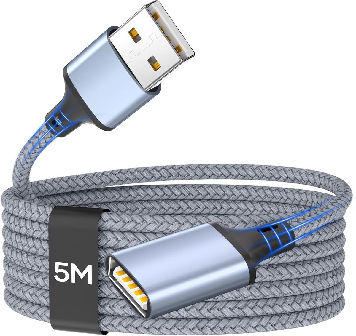 USB 2.0 Verlengkabel 5 Meter - USB A Mannelijk naar Vrouwelijk voor Printers, Toetsenborden, Muis en Meer