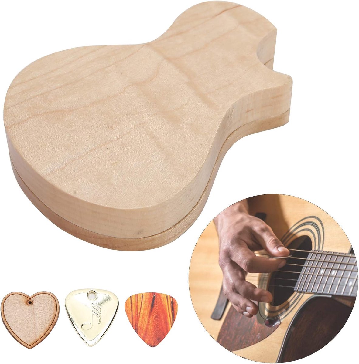 Houten Plectrum Houder voor Gitaaraccessoires met Picks