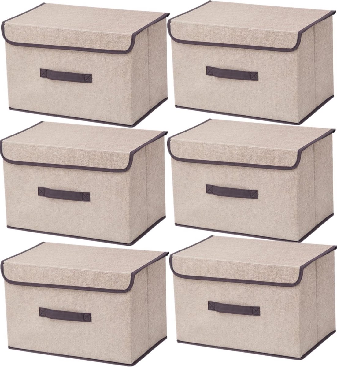 Opvouwbare Stoffen Opbergmanden met Deksel - 6-pack