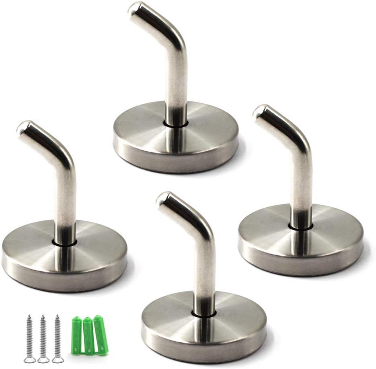 Set van 4 Robuuste RVS Wandhaken met Lange Neus voor Keuken, Badkamer en Kleding