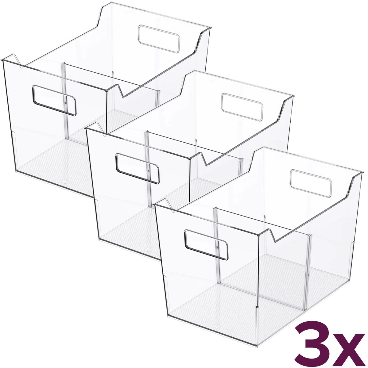 So Clever x Vacane Opbergbakje met Verdeler Large (voordeelbundel) - Transparant - Sorteervakken | Stapelbaar | BPA-vrij - Bakje - Opbergbakje - Keukenkast organizer - Koelkast organizer