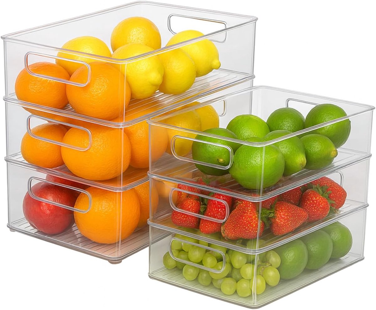 Opbergboxen Koelkast en Keuken - Stapelbaar - 8 delige Set - Voorraadkast Organizer