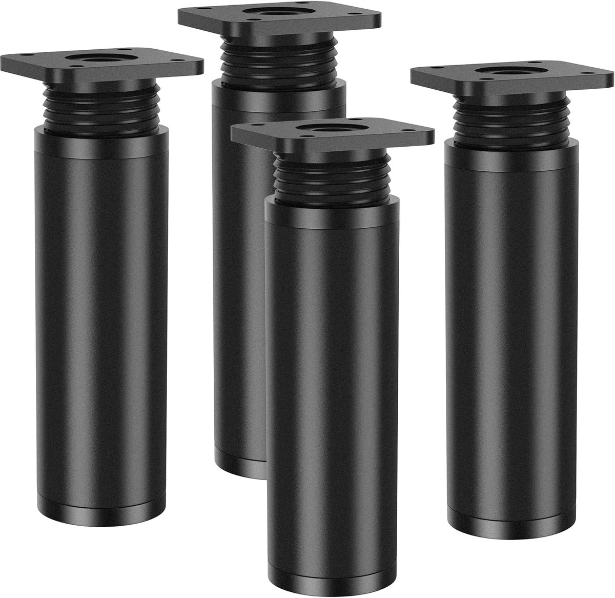 Set van 4 Verstelbare Meubelpoten Zwart - In Hoogte Verstelbaar Aluminium & PVC (12-14 cm)