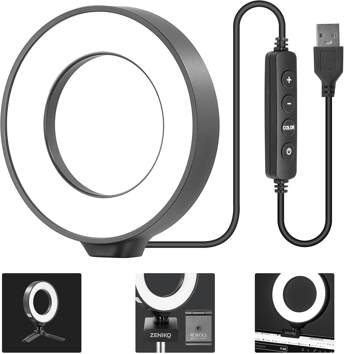 Bi-color ringlicht 12,7 cm CRI95+ voor videoconferenties live streamen en make-up