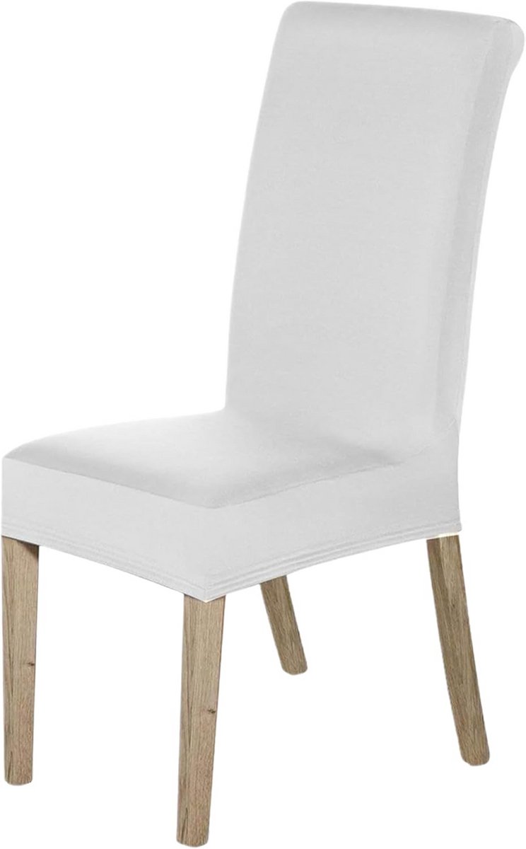 Stoelhoezen Hoge Rugleuning Eetkamer - Spandex Stretch Universeel, Afneembaar & Wasbaar, Wit, 4 Stuks