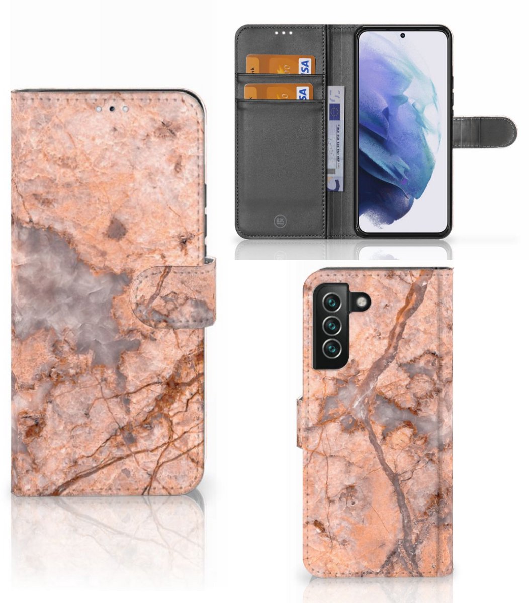 Samsung Galaxy S22 Plus Bookcase Marmer Oranje